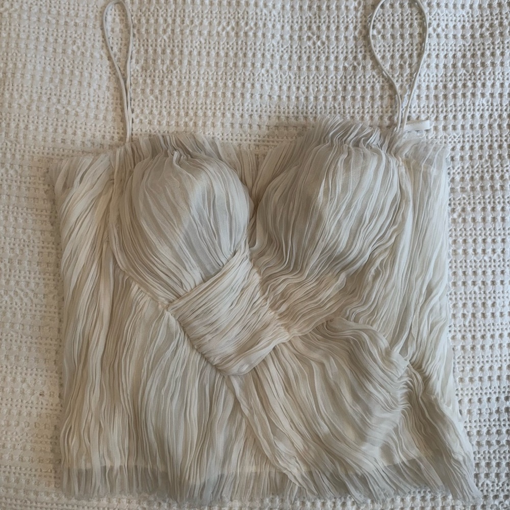 Elegant Cream Pleated Women's Top